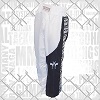 FIGHTERS - Pantalon de Kick-boxing / Satiné / Blanc-Noir
