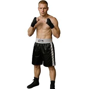 FIGHT-FIT - Short de Boxe Long / Noir-Blanc / Large