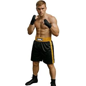 FIGHT-FIT - Short de Boxe / Noir-Jaune / XXL