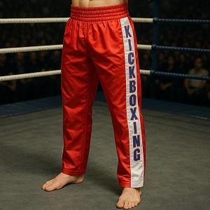 FIGHT-FIT - Pantalon de Kick-boxing / Satiné / Rouge / Large