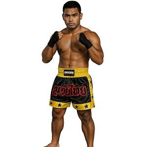 FIGHTERS - Shorts de Muay Thai / Noir-Jaune / XL