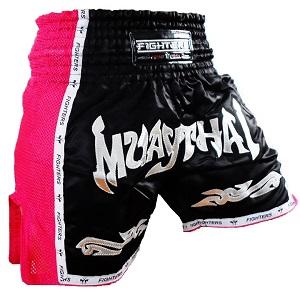 FIGHTERS - Shorts de boxe thai / Elite Muay Thai / Noir-Rose / Medium