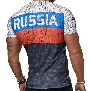 FIGHTERS - T-Shirt / Russia / White-Blue-Red-Black / Medium