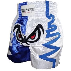 FIGHTERS - Muay Thai Shorts / No Fear / Blanc-Bleu / Medium