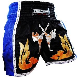 FIGHTERS - Shorts de boxe thai / Elite Fighters / Noir-Bleu / XL