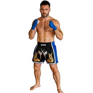 FIGHTERS - Shorts de boxe thai / Elite Fighters / Noir-Bleu / XS