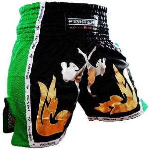FIGHTERS - Shorts de boxe thai / Elite Fighters / Noir-Vert / XS