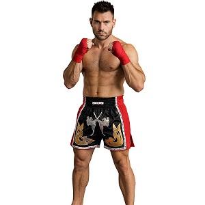 FIGHTERS - Shorts de boxe thai / Elite Fighters / Noir-Rouge / XXL