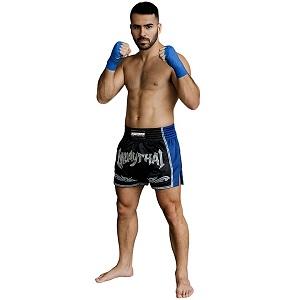 FIGHTERS - Shorts de boxe thai / Elite Pro Muay Thai / Noir-Bleu / Medium
