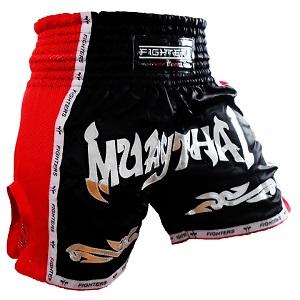 FIGHTERS - Shorts de boxe thai / Elite Muay Thai / Noir-Rouge / XL