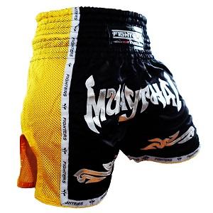 FIGHTERS - Shorts de boxe thai / Elite Muay Thai / Noir-Jaune / XL