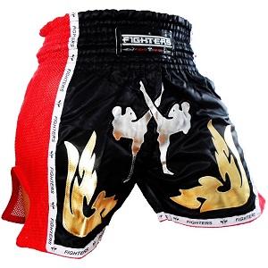FIGHTERS - Shorts de boxe thai / Elite Fighters / Noir-Rouge / Medium