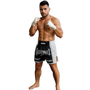 FIGHTERS - Shorts de boxe thai / Elite Muay Thai / Noir-Blanc / XL